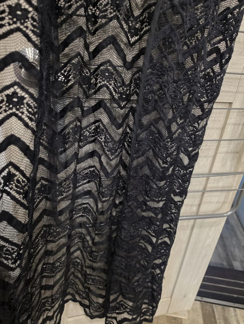 Guess Black Lace Maxi Swimsuit Coverup One Size Robe Open Front